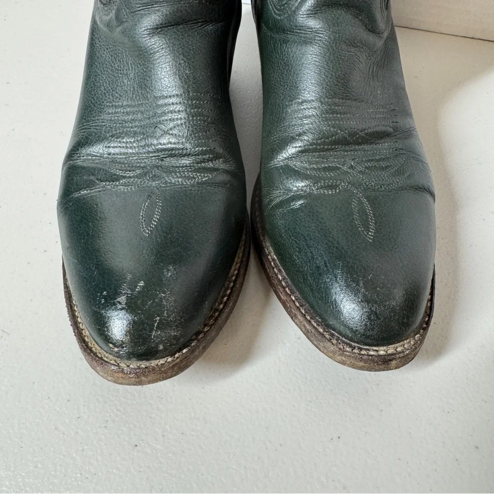 Vintage Biltrite Dark Green Leather  Western Riding Cowboy Boots Size 10AA - Picture 5 of 16